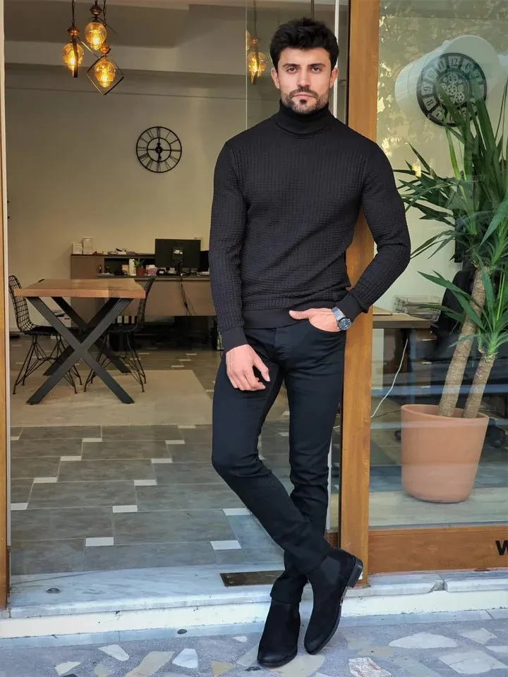 Black Ridged Turtleneck