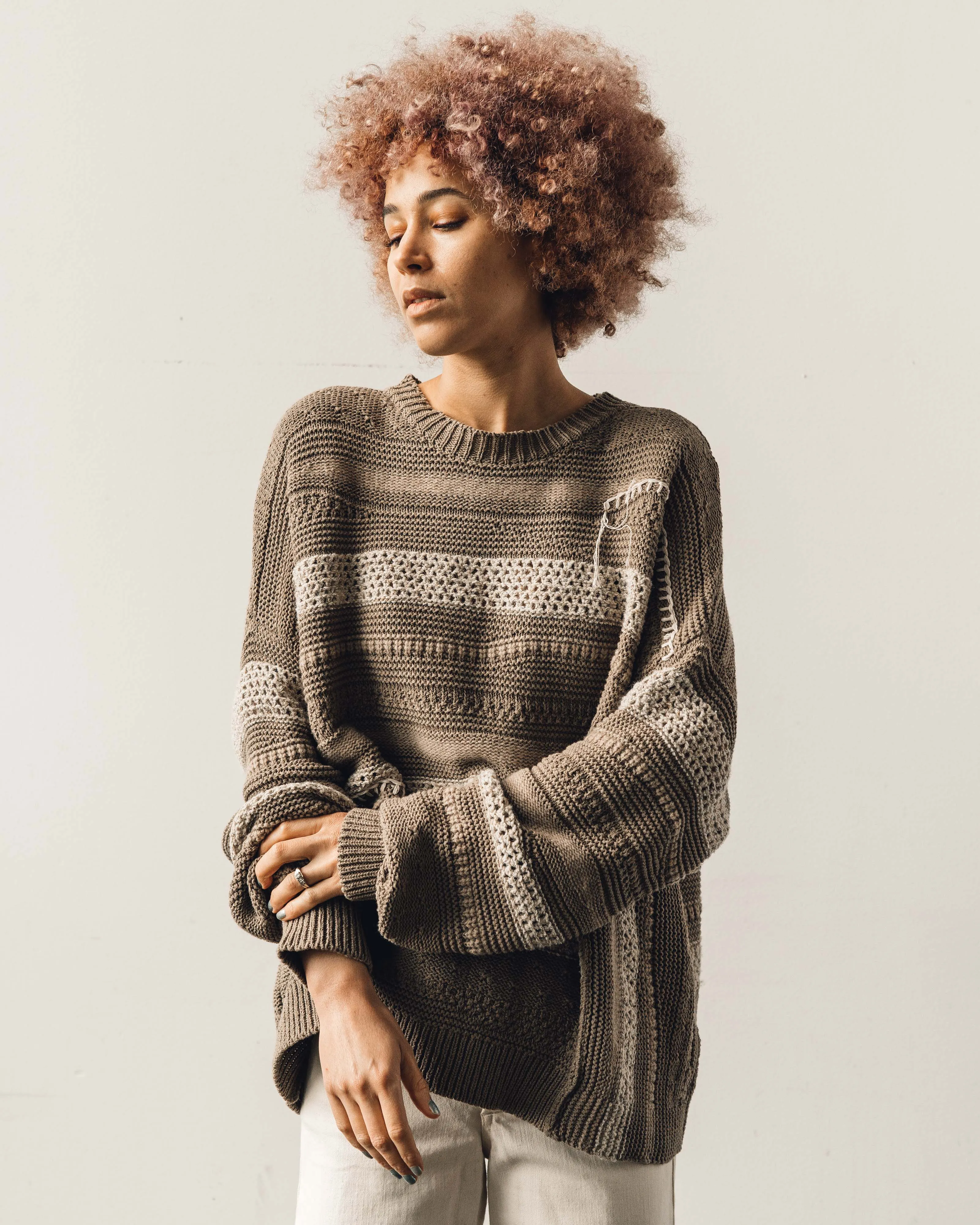 Cordera Natural Patched Sweater, Taupe