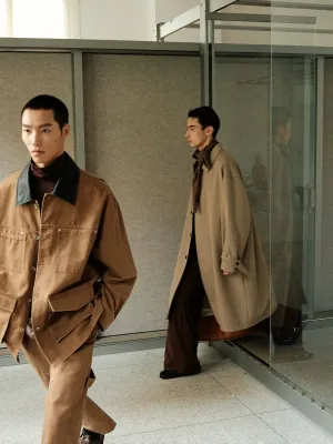 Heavy Wool Blend Trench Coat