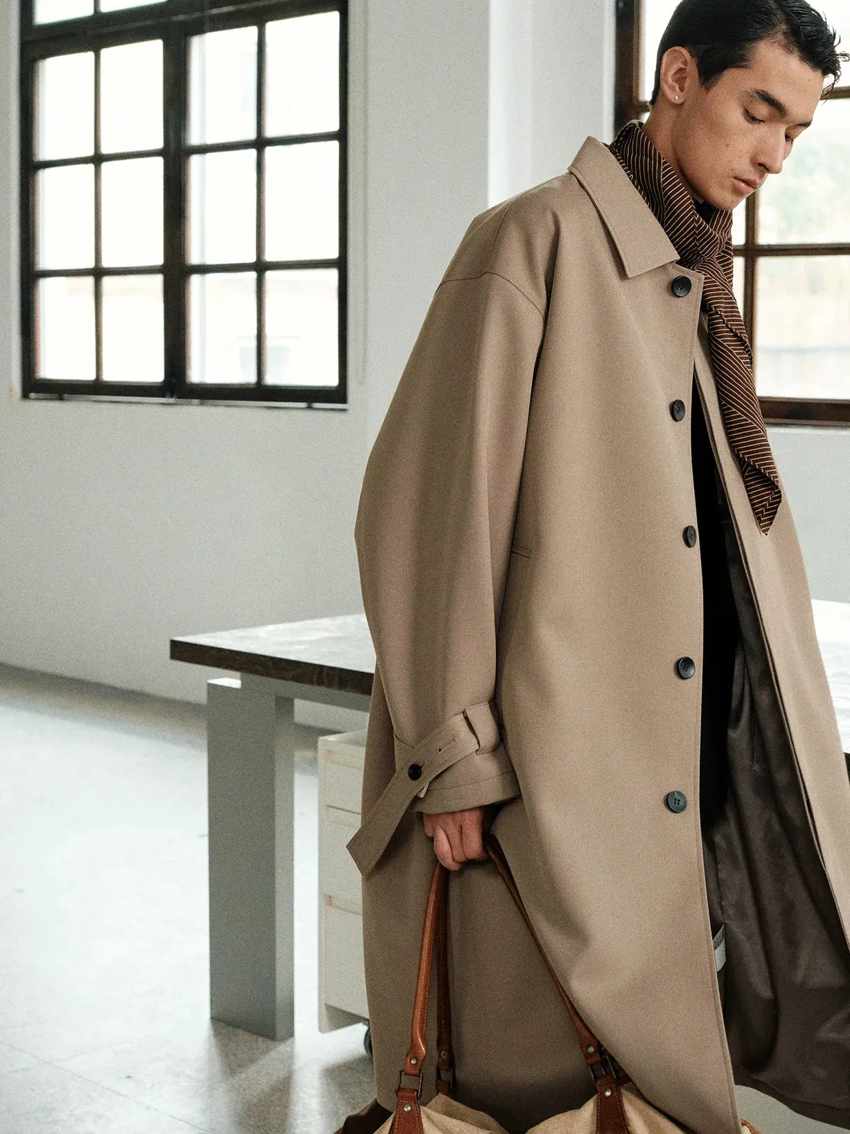 Heavy Wool Blend Trench Coat