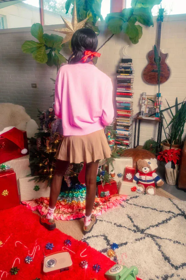 Merry Everything Glitter Script Sweater (Pink)