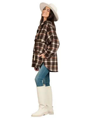 Mocha Plaid Flannel Oversized Shacket