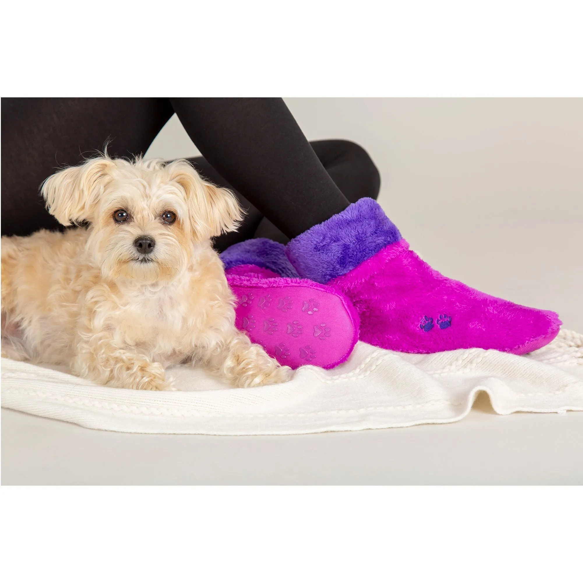 Super Cozy™ Paw Print Fleece Slipper Booties