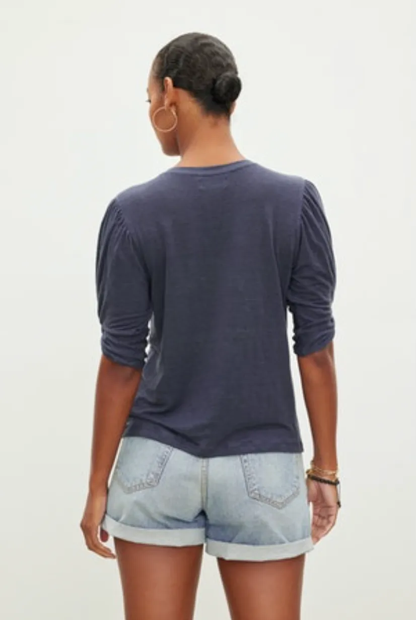 Velvet by Graham & Spencer Dee 06 Linen Knit Top | Navy