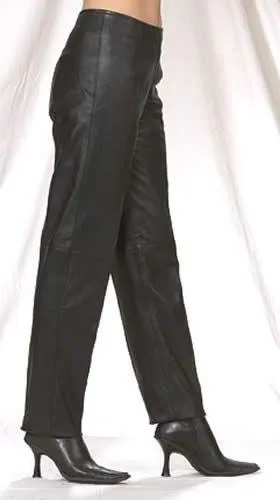 Women Hip-Hugger Straight Leg Leather Pants, C503-DL