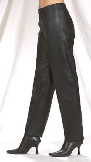 Women Hip-Hugger Straight Leg Leather Pants, C503-DL