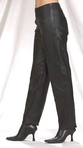 Women Hip-Hugger Straight Leg Leather Pants, C503-DL